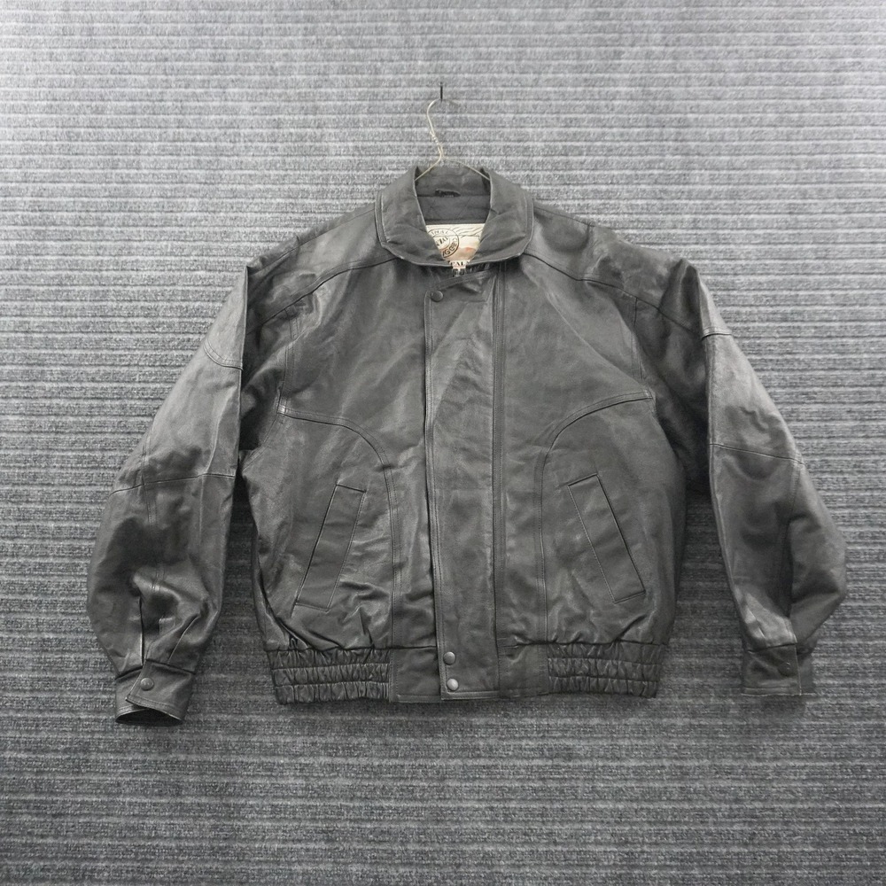 Vintage New Zealand Outback Bomber Jacket Mens Large Black Leather Rugged